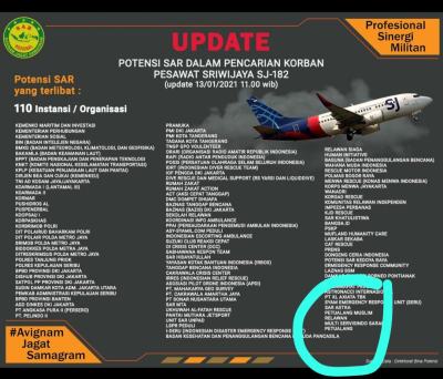 Pencarian korban sriwijaya jatuh team drone & rescue transportasi